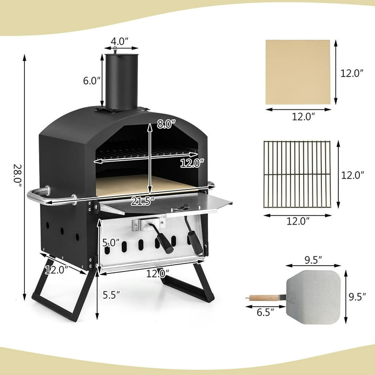 Gymax Large 2-layer Charcoal Outdoor Pizza Oven with Grill