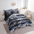 thumbnail image 2 of Manfei Blue Gray US Flag 7pcs Queen Bedding,Grunge Camouflage Bedding Comforter Set Queen,Black Reversible, 2 of 7