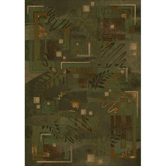 Milliken Green Floral Area Rug Autumn Twill Olive - Aprx 7' 8" x 10' 9"