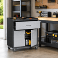 thumbnail image 2 of IKIMI Rolling Tool Cabinet with Drawer and Lockable Doors, Metal Garage Storage Cabinet with Wheels, Adjustable Shelf, Black/Gray, 2 of 11