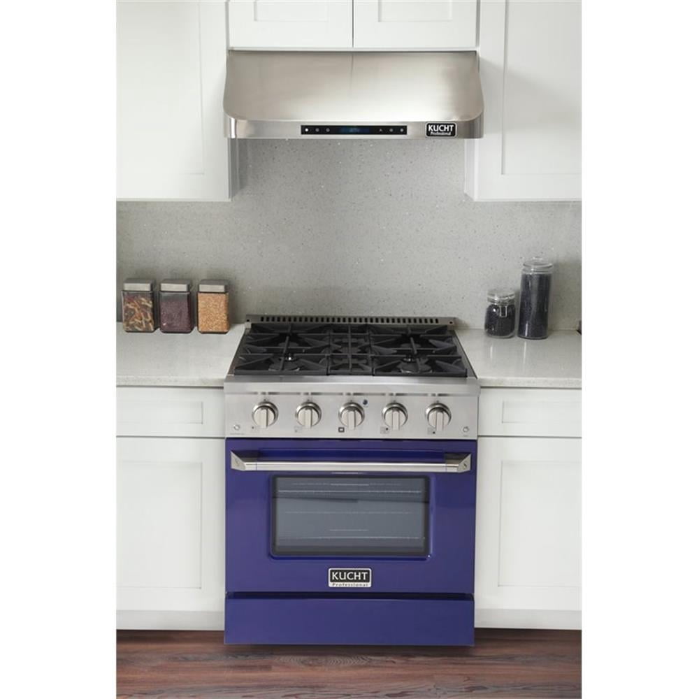 Kucht Professional 30" Stainless Steel Natural Gas Range in Blue and Silver