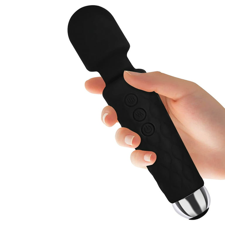 Electric Massage Wand Handheld Electric Personal Massager Waterproof Body  Massager with US Plug(Black) 