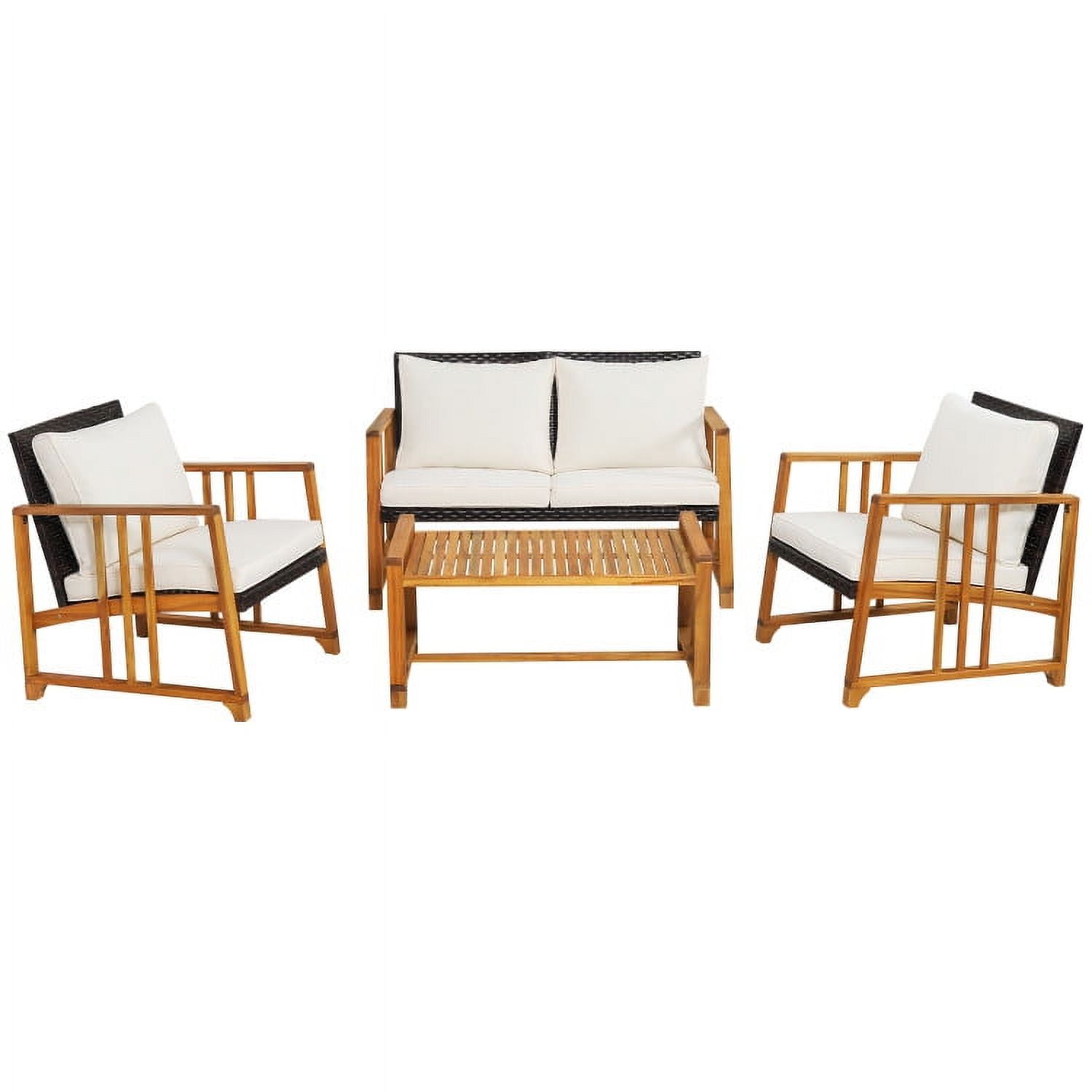 Aimee Lii 4 Pieces Patio Wicker Furniture Set, Patio Table and Chairs Set, Outdoor Patio Set, Off White