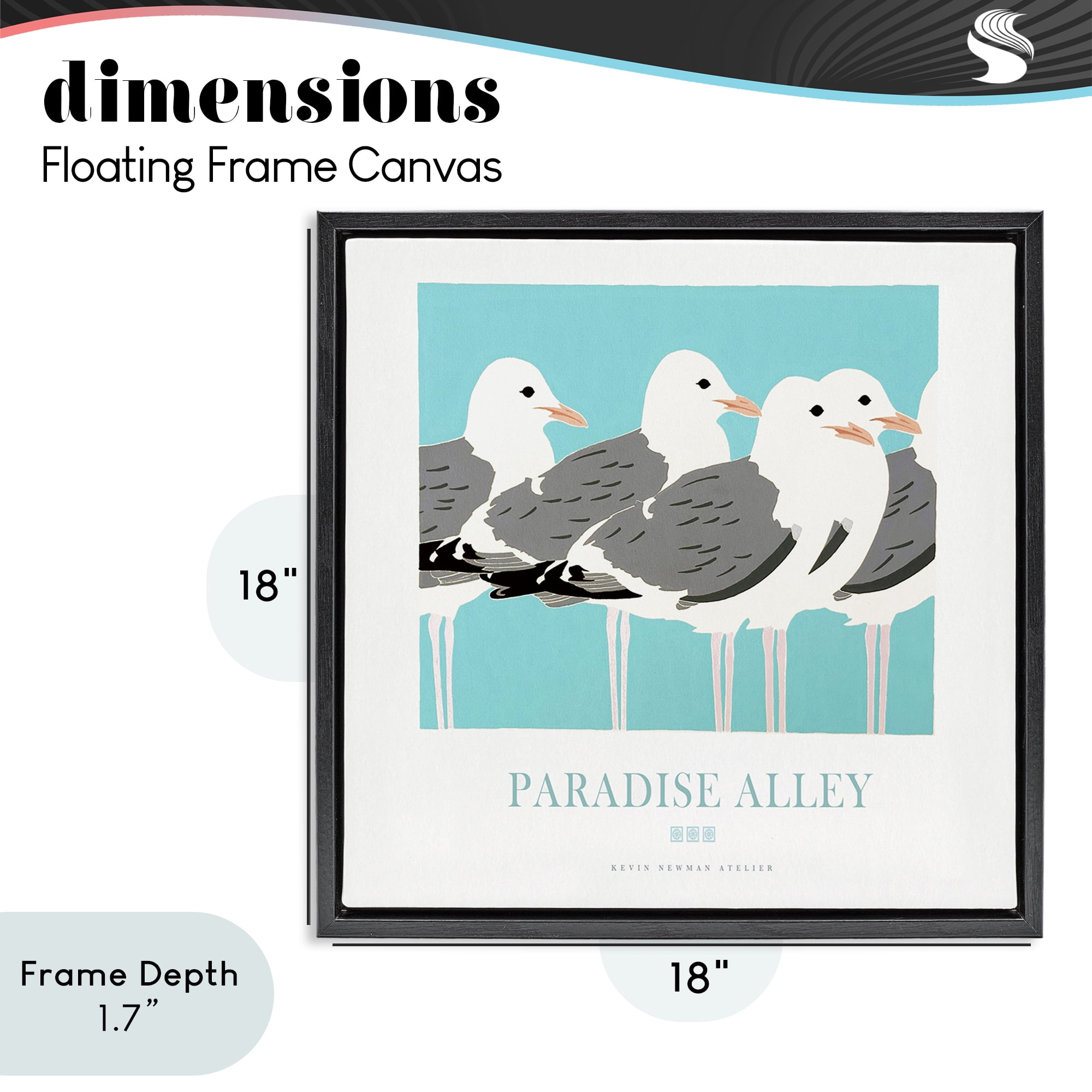 Stupell Industries Paradise Alley Seagull Gathering Black Framed Floater Canvas Wall Art, design by Jadei Graphics