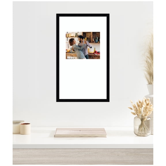Kate and Laurel Svelte Noir Black Rectangle Picture Frame 14x24 Matted to 8x10 Black Modern Photo Frame for Gallery Wall Decor