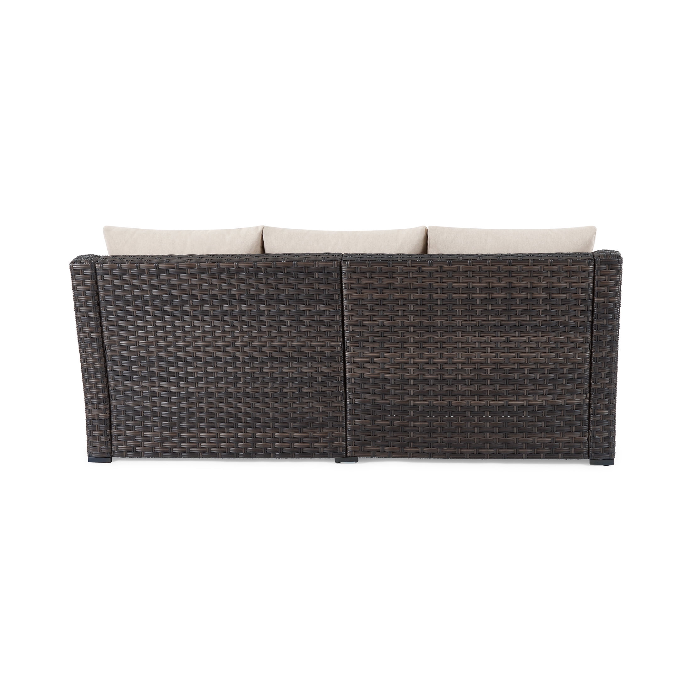 Better Homes & Gardens River Oaks Outdoor Sofa & 2 Nesting Tables with Patio Cover, Dark Brown
