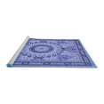 thumbnail image 2 of Ahgly Company Machine Washable Indoor Round Medallion Blue Traditional Area Rugs, 4' Round, 2 of 4