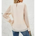 thumbnail image 4 of Blouse Elastic Puff Long Sleeve Chiffon Flounces Cuffs High Neck Lining Tops for Lady, 4 of 6