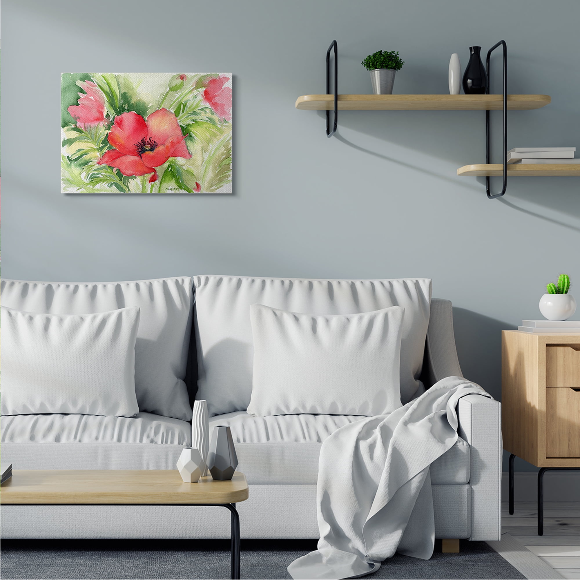 Stupell Industries Red Poppies Surrounded by Soft Greenery Canvas Wall Art, 24 x 30, Design by Melissa Hyatt LLC