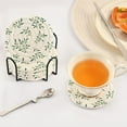 thumbnail image 5 of 6 Pcs Leaf Green Drink Coasters with Holder Absorbent Coaster Sets Cup Heat-Resistant Hot Pads Mats for Bar Table Protection, 5 of 7