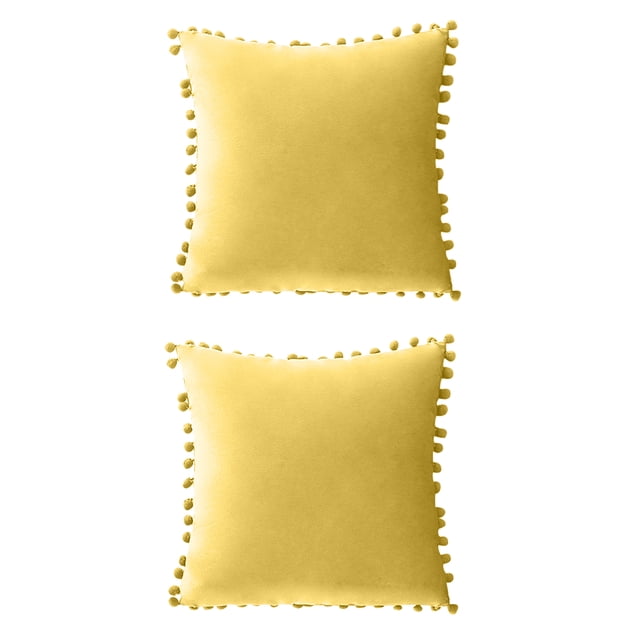 Paquete de 2 fundas de almohada de chenilla suave con pompones de 18.0 x 18.0 in