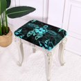 thumbnail image 3 of Xoenoiee Teal Turtle Hibiscus Print Stool Covers Rectangular with Elastic Bands, Vanity Stool Covers Stretch Washable Saddle Bar Stool Slipcover Bench Seat Protector, 2 Pack, 3 of 6