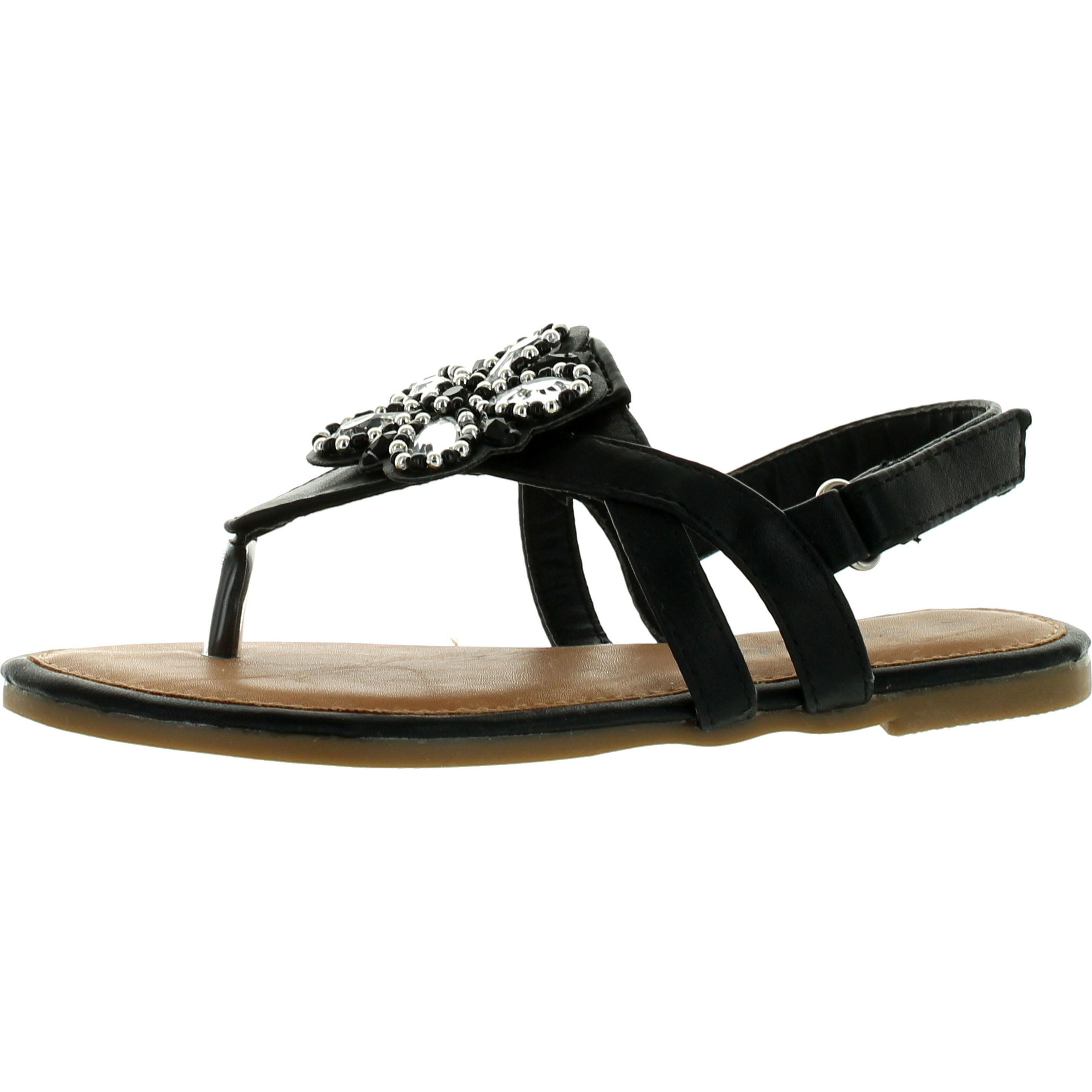 SUNNY DAY SANDRA-19 Kid/'s Girl Rhinestone T-Strap Cut Out Flat Sandals