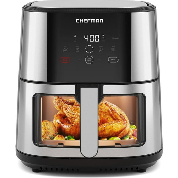 Chefman Easy-View Air Fryer with Digital Controls, 7.5L (8 Qt) Capacity - Stainless Steel, New, 7.5L (8 Quart) Air Fryer