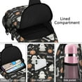 thumbnail image 4 of Sling Backpack,Black Halloween Ghosts Pumpkins and Bones Sling Bag with Water Bottle Holder,Waterproof Sling Bag for Men/Women with Headphone Jack for Hiking,Travel, 4 of 6