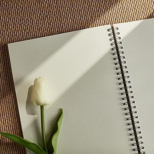 2 Pack B5 Spiral Bullet Dotted Journal with 120gsm Thick Paper, Dot Grid Spiral Notebook with Plastic Hardcover and Elastic Band Closure, 80 Sheets Per Pack 7.3X 10 inches