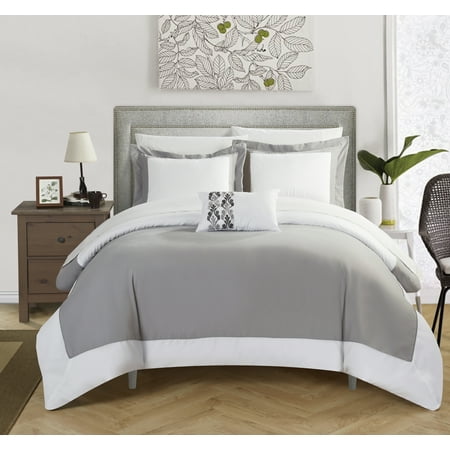 Jewel Tone Comforter Chic Home 4-Piece Uma MODERN TWO TONE REVERSIBLE HOTEL COLLECTION, with embellished borders and embroidery decor pillow Duvet Cover Set ()