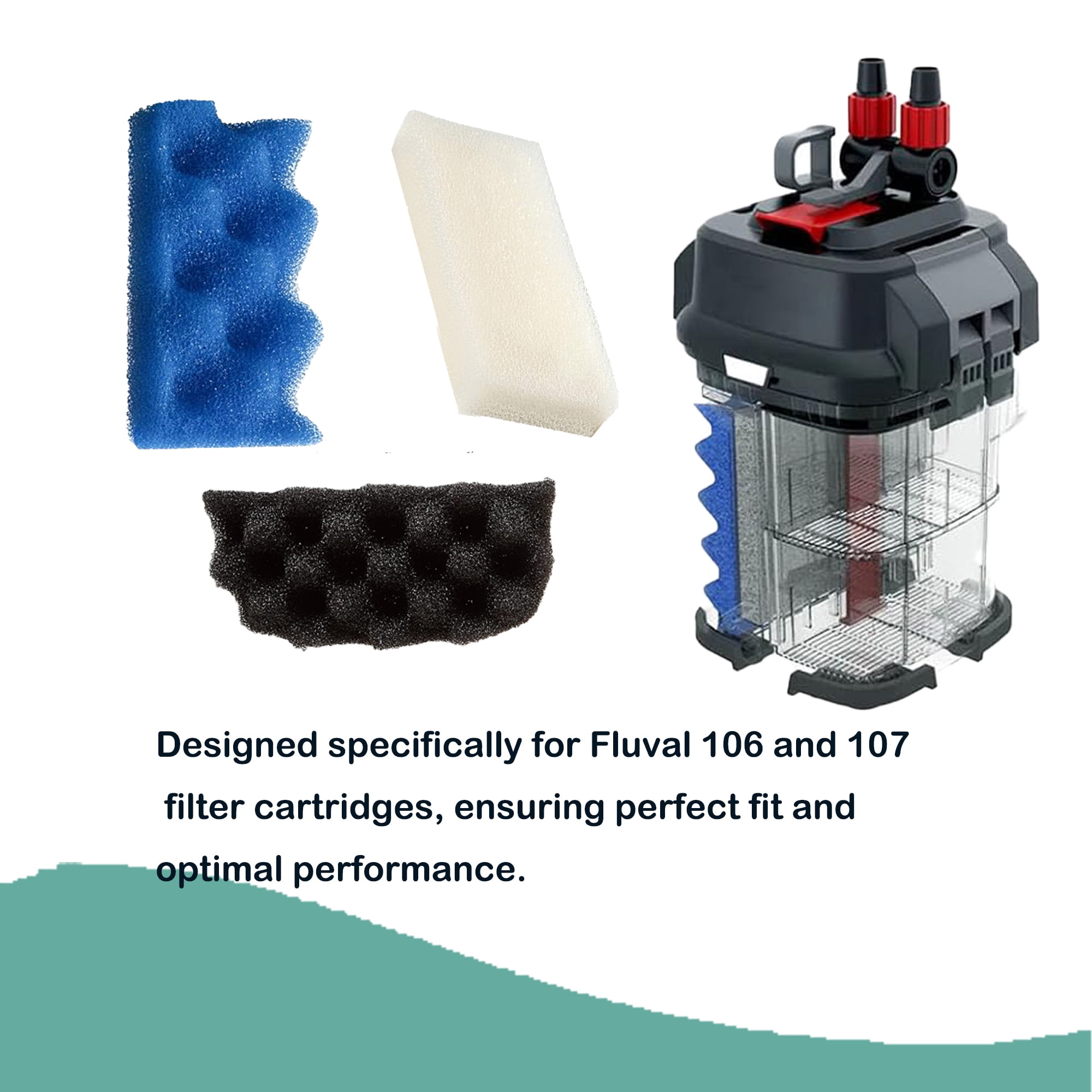 TropicAqua Replacement Aquarium Bio Sponge Foam Filter Pads Inserts Value Pack Suitable for Fluval 106, 107(Pack of 18)
