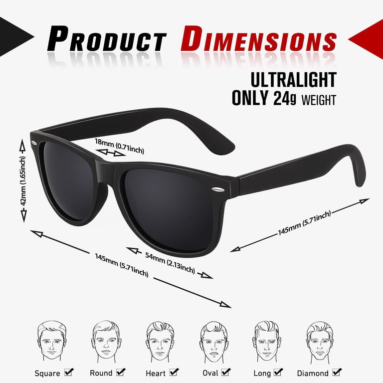 Sunier Classic Polarized Sunglasses, Retro 80's Black Frame photo 7