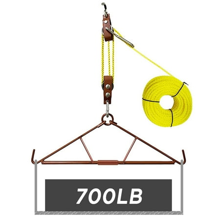 Atflbox Game Hoist Gambrel with 700lb Capacity Deer Hanger and Elk Dual Pulley Hoist Lift System Hunting Game Hanging Kit for Deer Butcher Deer Hunting Accessories Gifts for Men