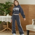 thumbnail image 2 of TANYSU Girls Outfits Sets 8-12 Years Winter Hooded Pullover Sweatshirt With Letter Print And Wide Leg Pants Casual School Yoga Child Outfits Sets, 2 of 8