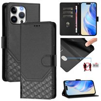 For iPhone 16 Pro Max PU Leather Flip Phone Case,With Shoulder Strap&Wrist Strap,Card Holder,Flip Folding Kickstand,Diamond Pattern Embossed,Shockproof RFID Blocking Wallet Case,Black