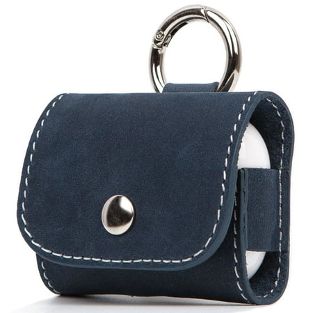 Premium Leather Case for Apple Airpods Pro (2019) Genuine Leather with Button Lock and Metal Buckle Cute Mini Purse Style - Purse Pro Navy