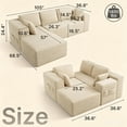 thumbnail image 3 of Sofa Couches, Lofka 105" L Shaped Sectional for Living Room, No Assembly Boneless Deep Seat, Beige Corduroy, 3 of 10