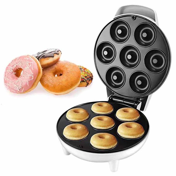 Mini Doughnut Maker 1200W Non-Stick Donut Maker Machine 7 Holes Round  Electric Donut Maker with Anti Slip Feet Minimalist Portable Donut Maker  Easy Release for Breakfast Kitchen Home Travel 7.87in 