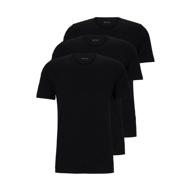 Camiseta BOSS de punto de algodón con cuello redondo para hombre, paquete de 3