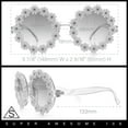 thumbnail image 4 of Womens Hippie Bold Daisy Flower Trim Circle Lens Plastic Retro Sunglasses White Yellow - Smoke, 4 of 8