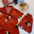 thumbnail image 2 of Disney-Pijama de Mickey Mouse para mujer, camisones de manga corta, seda de simulación, Sexy, primavera y otoño, conjunto de ropa de dormir para el hogar, 2 of 4