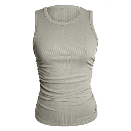 Ukumplol Ribbed Tank Tops for Women Sleeveless Tops for Women Cingard Shoulder Short Small Vest Fashion Solid Color Hanging Neck Backless Wrap Bra Top Tube Tops for Women Gray 2Xl