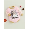 thumbnail image 3 of Wassery Baby Girl Christmas Clothes Long Sleeve Crew Neck Plaid Santa Print Romper Bodysuit 3 6 9 12 18 24 Months Newborn Fall Playsuit, 3 of 8
