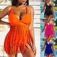 thumbnail image 5 of Douhoow Women 2 Piece Swimsuit Bikini Set Deep V Neck Tassel Tank Tops High Waist Briefs Beachwear, 5 of 5