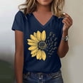 thumbnail image 2 of Sunflower Graphic Plus Size Women's T-Shirt Summer Oversized Casual V-Neck Top for Girls, Yoga Outdoor Travel, Lightweight Breathable Tee, Navy Women Summer T Shirt Plus Size Loose Top Top Girls, 2 of 4