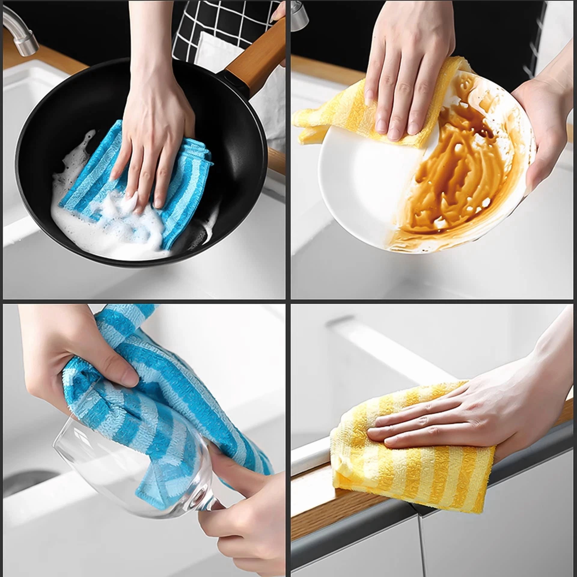 BUTTERFLY- 5Pcs Dish Rag Cleaning No Fading Absorbent Wash Towel Bathroom Accessories