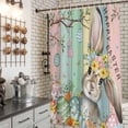 thumbnail image 4 of Shower Curtain, Easter Rabbit Eggs Waterproof Shower Curtain Set with Hooks for Bathroom Showers,Stalls and Bathtubs,72x72In Spring Flower Leaf Wood Plank, 4 of 9