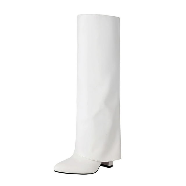 Bottes Longues Blanches pour Femmes avec Bout Pointu et Talon Haut pour Mode et Confort Hivernal
