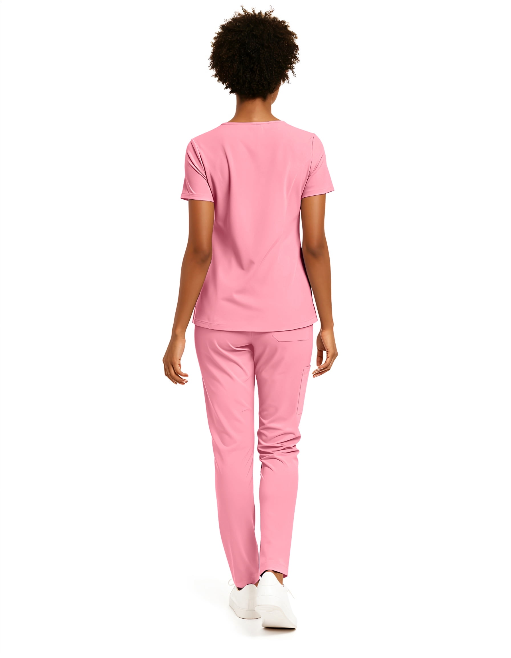 Hey Collection Women’s 5-Pocket Anti-Wrinkle Medical Scrub Set – V-Neck Top & Straight Leg Pants, Comfortable Flexible Nursing Uniforms