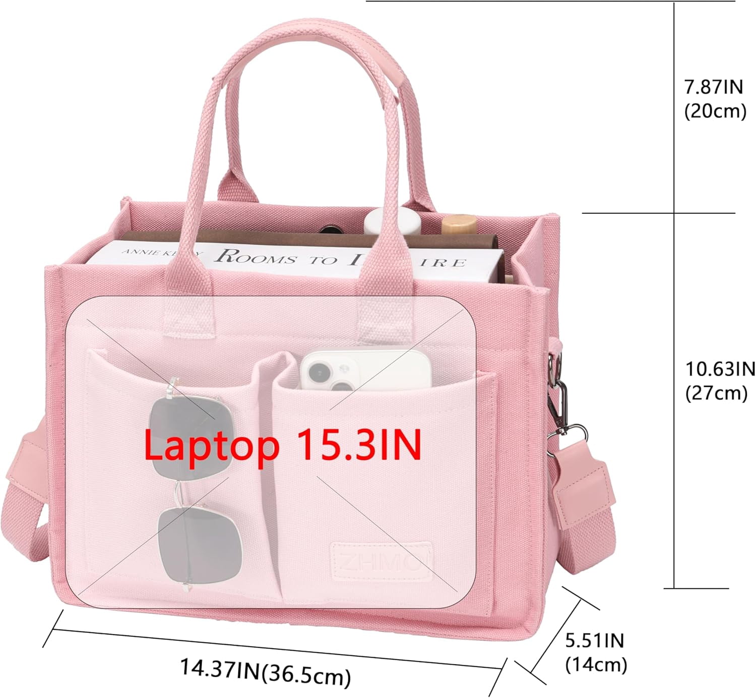 Large Canvas Tote Bag for Women With Pockets,Laptop Crossbody Purses Everything Everyday Bag Handbags for Work Beach Gym