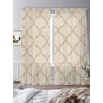 thumbnail image 3 of Boho Moroccan Sheer Curtains 96 Inch Length 2 Panels Set Window Treatments, Vintage Morocco Quatrefoil Geometric Rod Pocket Semi Curtains for Living Room/Bedroom/Kitchen Décor, 104"W x 96"L, 3 of 7