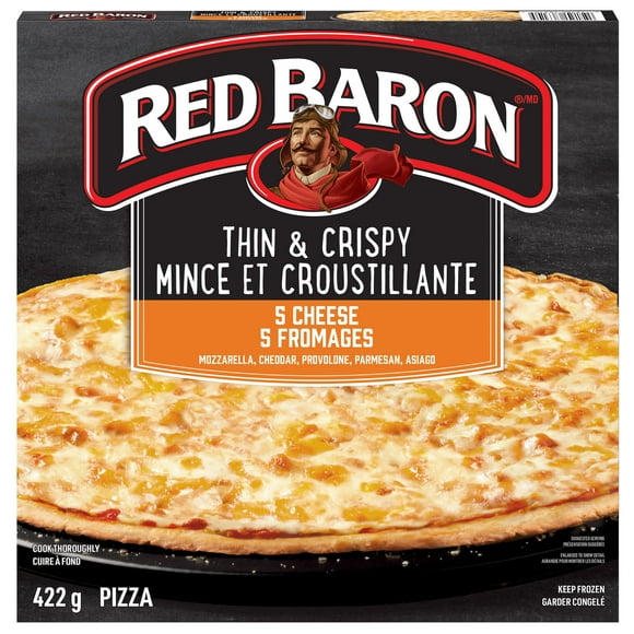 Pizza multi-services à 5 fromages à croûte mince Red Baron RED BARON Pizza 5 fromages à croûte mince surgelée
