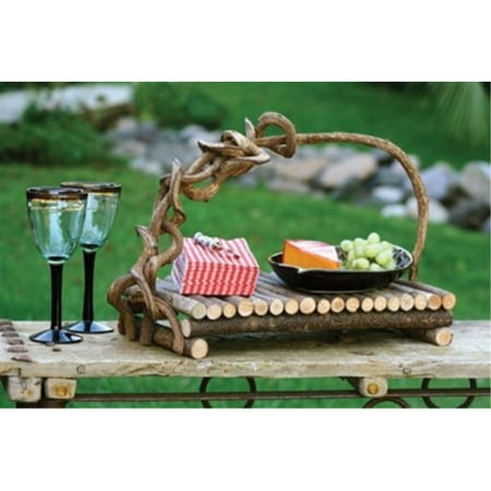 Vine Handle - Rectangular Twig Serving Tray with Crazy Vine Handle by Kalalou