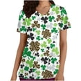 thumbnail image 1 of Fiudx Ofertas Flash Artículos En Oferta Top de Enfermera con Cuello En V y Manga Corta con Bolsillo Estampado Del Día de San Patricio para Mujer, 1 of 3