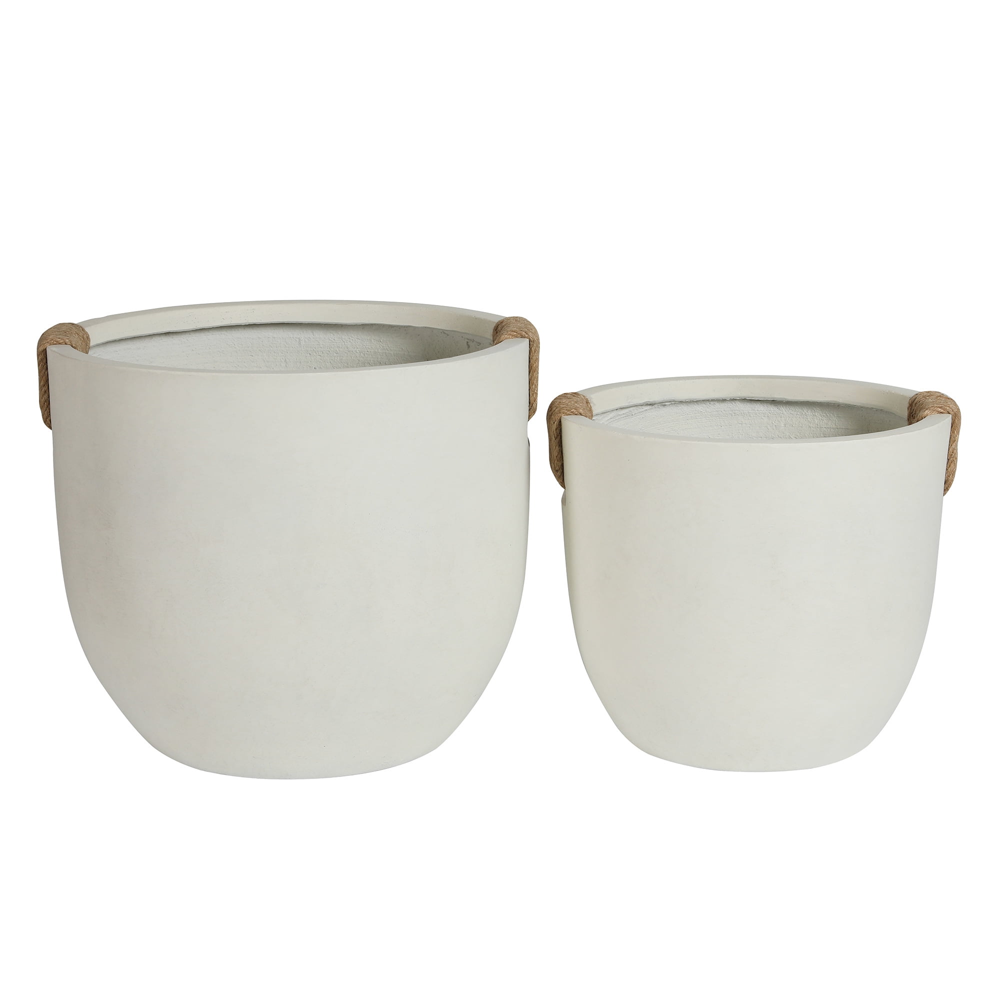 Concrete Planter, 2 Pack Round Flower Pot with Drainage Hole for Garden Balcony Patio Yard, Off White
