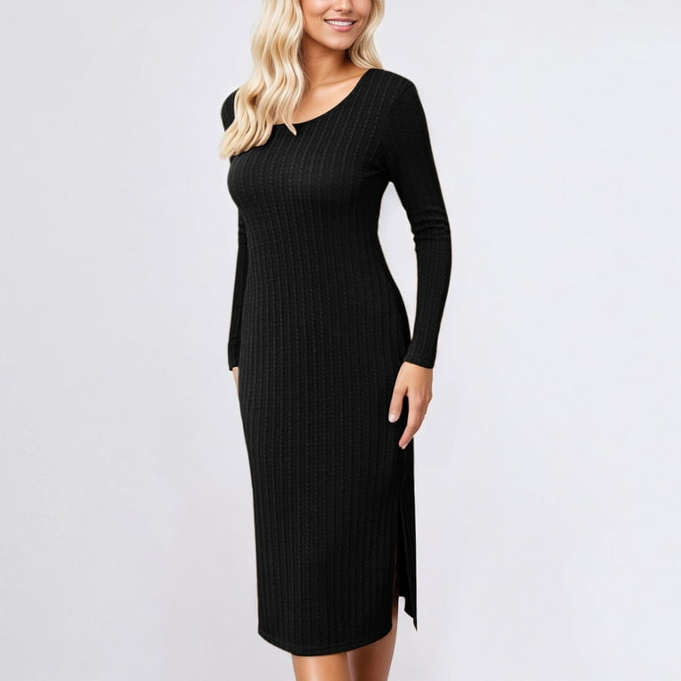 maternity ribbed bodycon dress Bodycon Ribbed Scoop Neck Short Sleeve Maternity Dress Black / SMALL