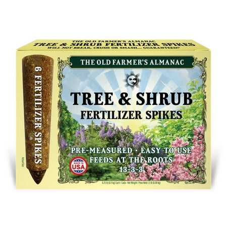 The Old Farmer's Almanac Natural Tree & Shrub Fertilizer Plant Food Spikes 13-3-3, 6 Spikes