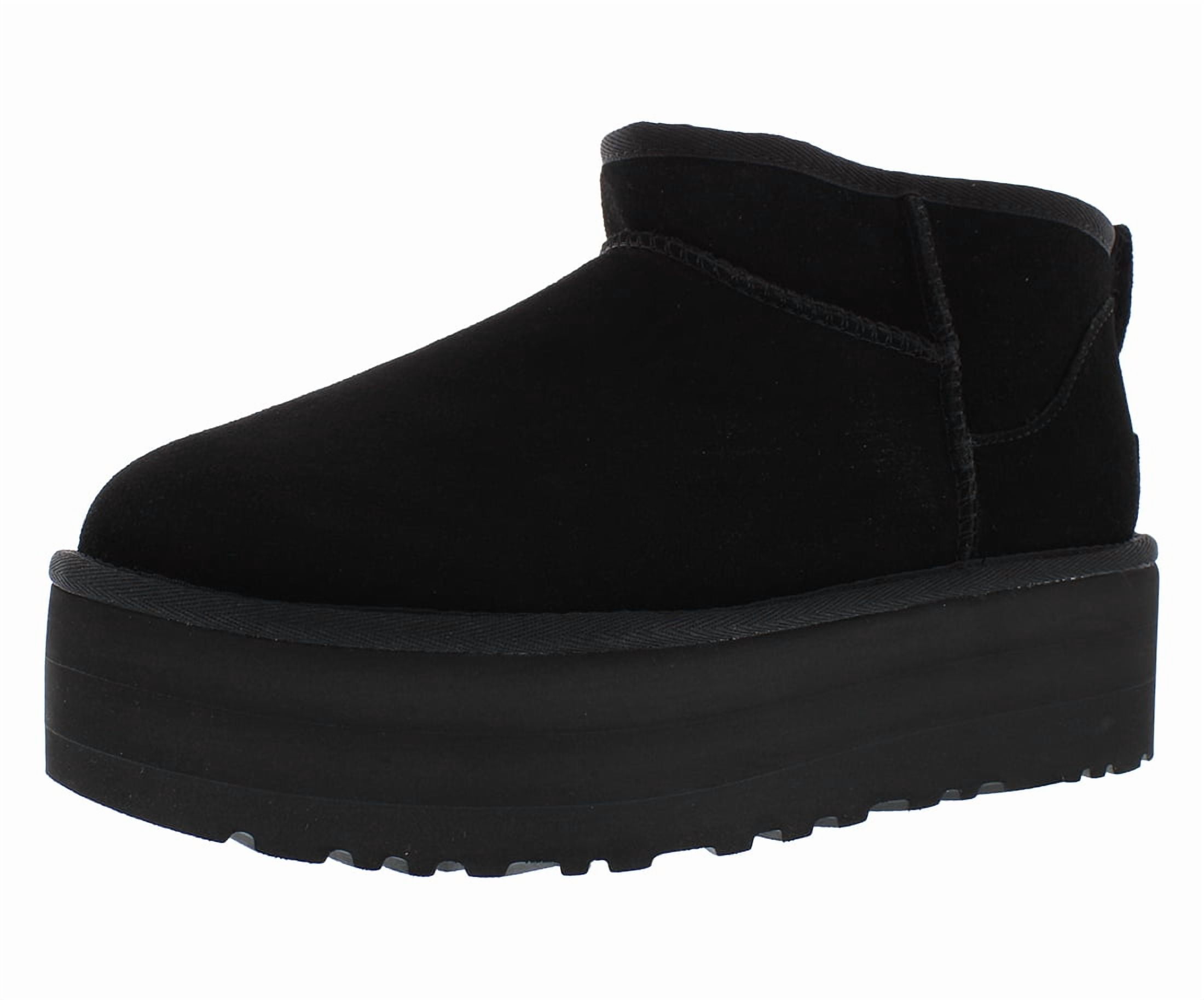 UGG Women's Leather Ankle Classic Ultra Mini Platform Boots Black
