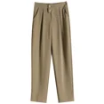 thumbnail image 3 of Pantalones de traje negro para mujer, otoño/invierno, cintura alta, corte ajustado, pierna recta, pie estrecho, pantalones harén, corte holgado, talla pequeña E728, 3 of 3